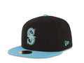 Seattle Mariners New Era MLB 9FIFTY Hat Black Crown Blue Visor Blue/White Logo - Snapback
