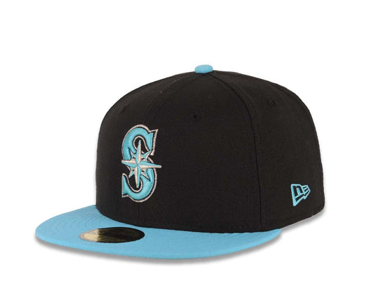Seattle Mariners New Era MLB 9FIFTY Hat Black Crown Blue Visor Blue/White Logo - Snapback