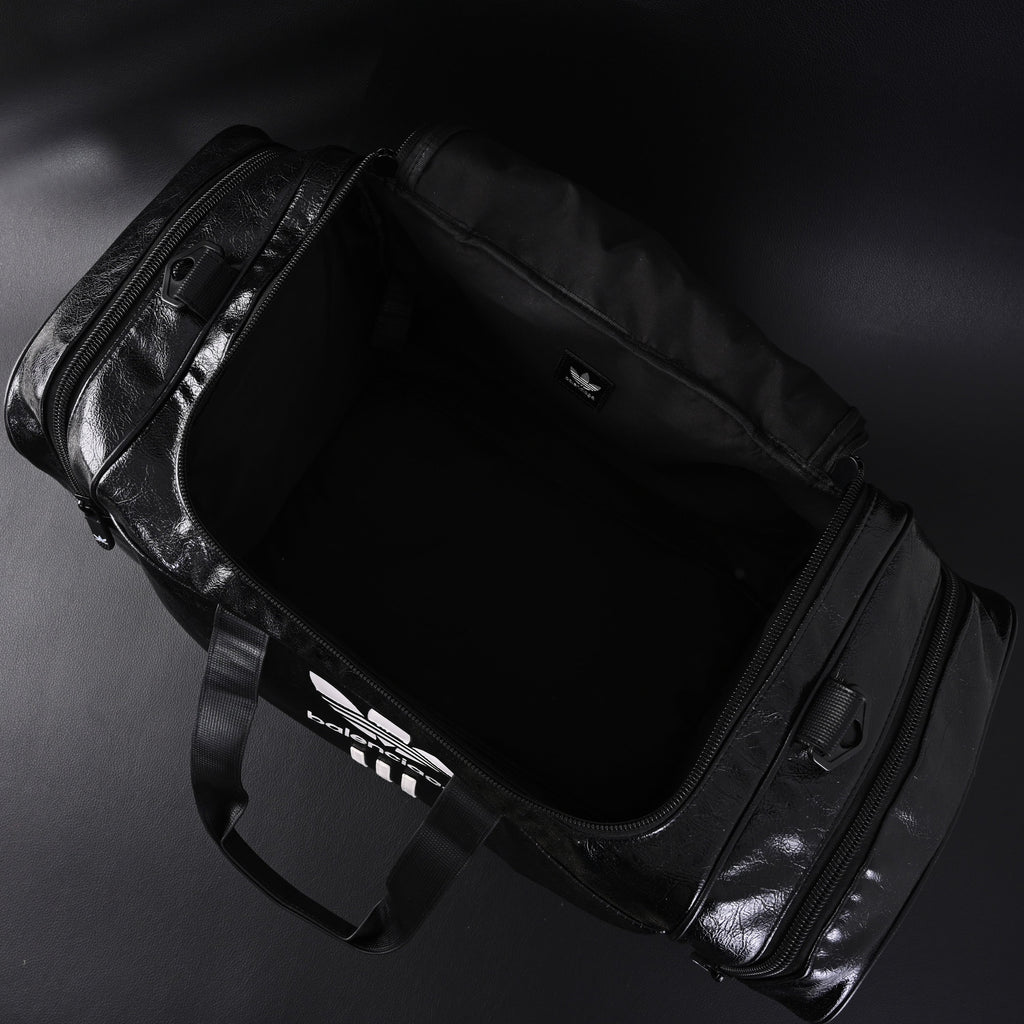 Balenciaga x adidas Large Duffel Travel Bag - Black with Trefoil Logo and Triple Stripes