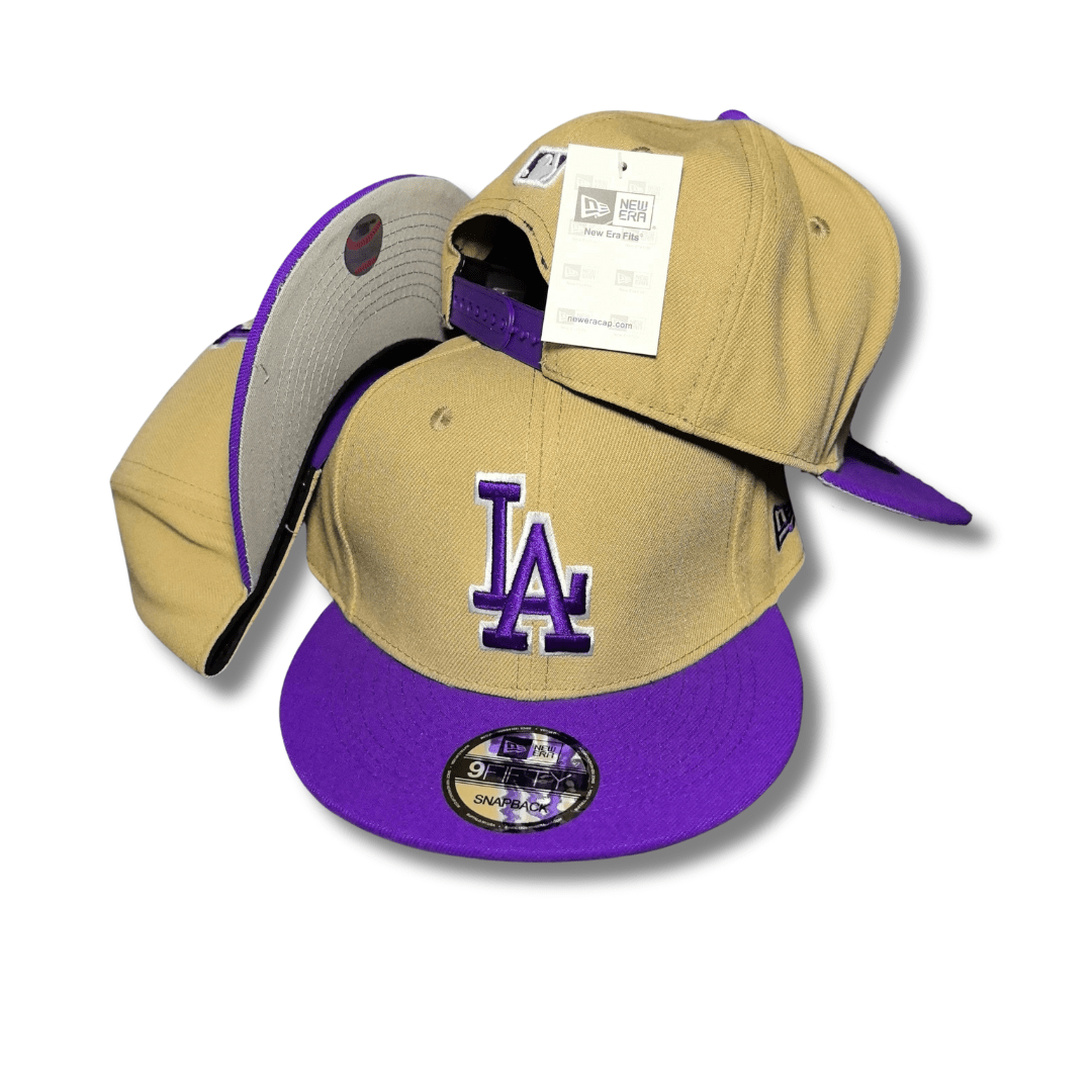 Los Angeles Dodgers with Purple Brim Beige and Purple Snapback Cap
