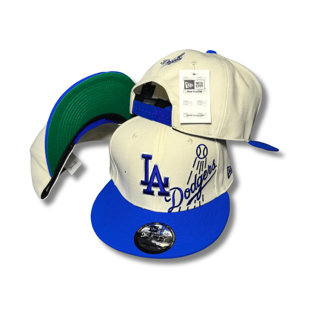 Los Angeles Dodgers Cream and Blue with Script Design Snapback Cap