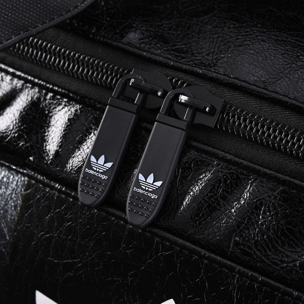 Balenciaga x adidas Large Duffel Travel Bag - Black with Trefoil Logo and Triple Stripes