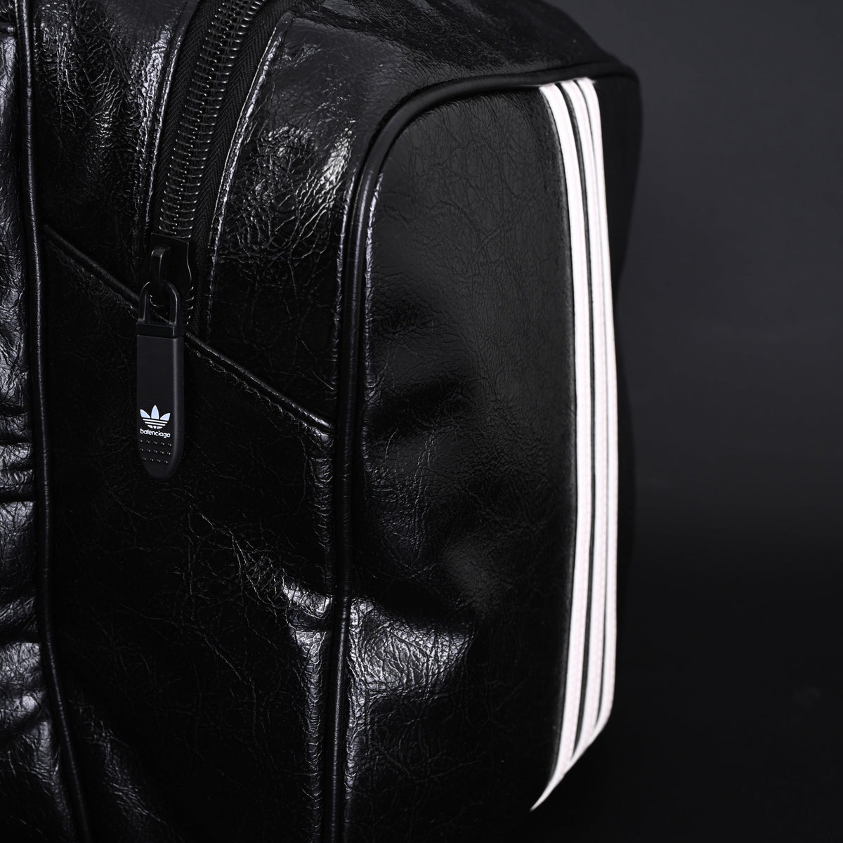 Balenciaga x adidas Large Duffel Travel Bag - Black with Trefoil Logo and Triple Stripes