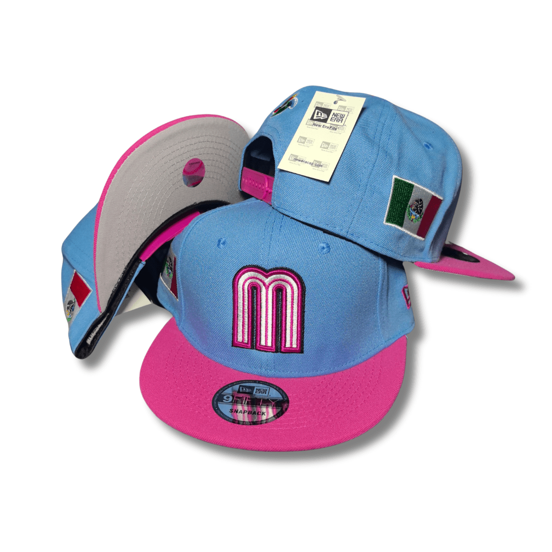 New Era 59FIFTY Mexico World Baseball Classic Hat Light Blue, Pink