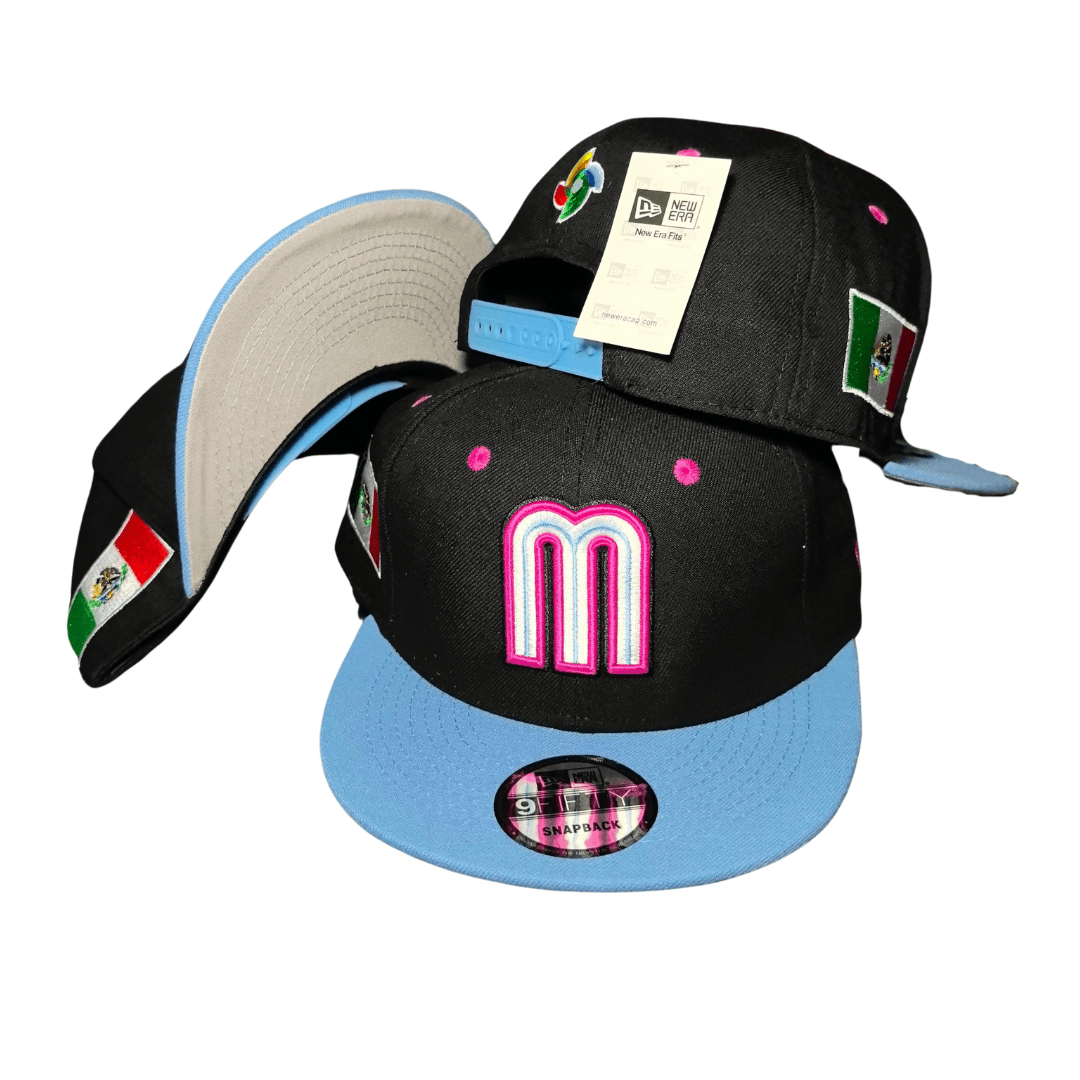 New Era 59FIFTY Mexico World Baseball Classic Hat Black, Light blue