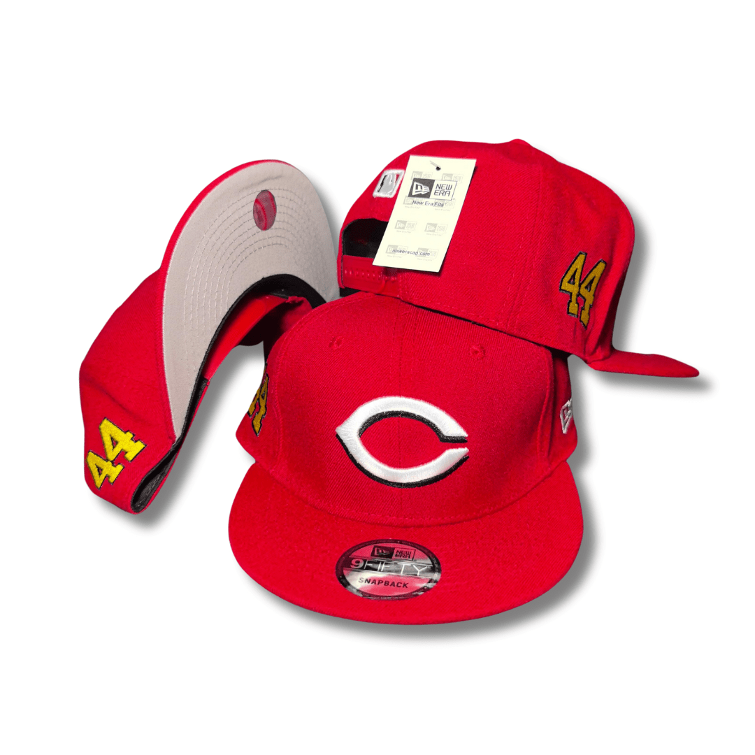 Men's Cincinnati Reds with 44 Patch All-Red Design Snapback Cap