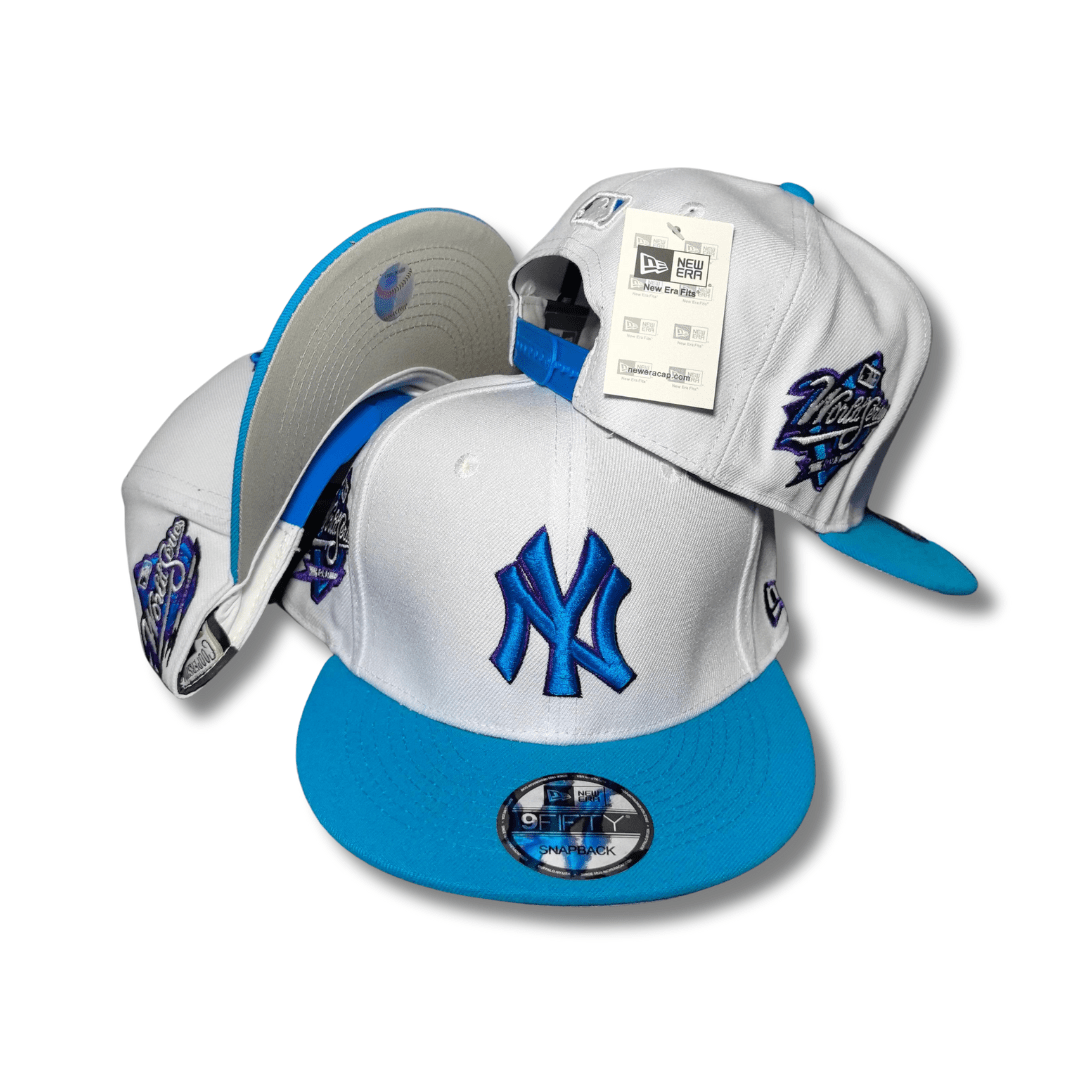 New York Yankees 9FIFTY with World Series Patches White and Light Blue Snapback Cap