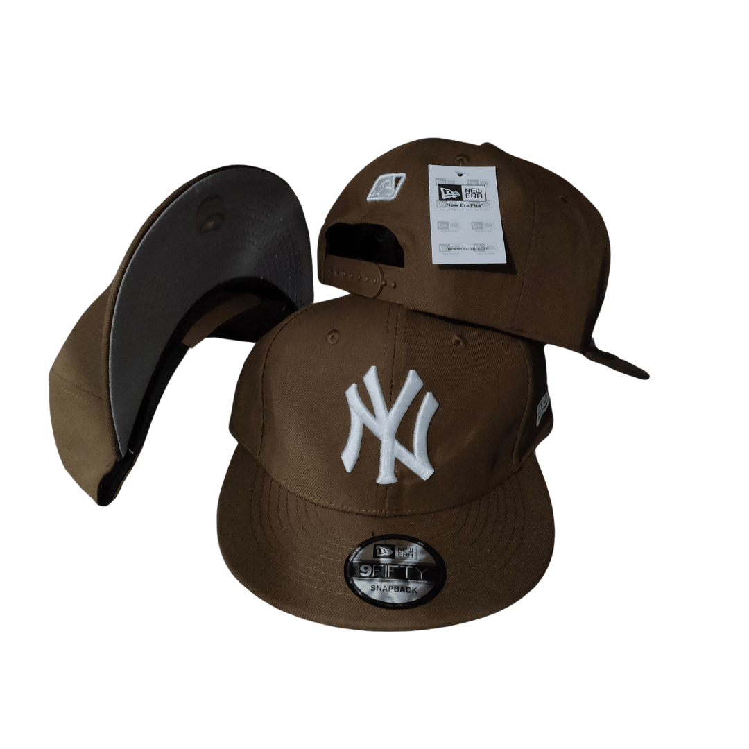 New York Yankees Brown with White Embroidered Logo and MLB Patch Snapback Cap