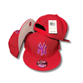 New York Yankees Red with Purple Embroidered Logo Snapback Cap