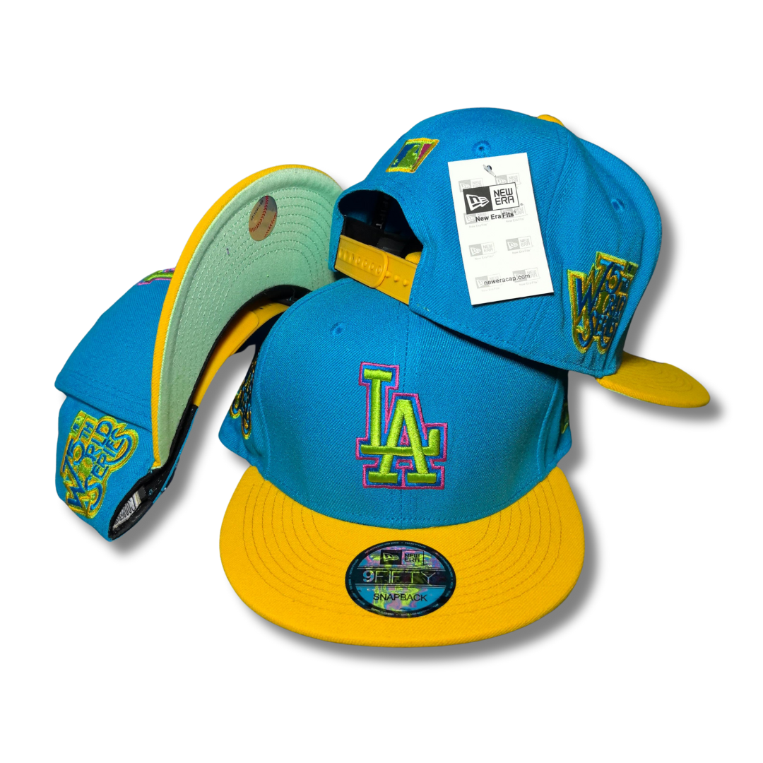Los Angeles Dodgers Teal and Yellow New Era 9FIFTY Snapback Cap