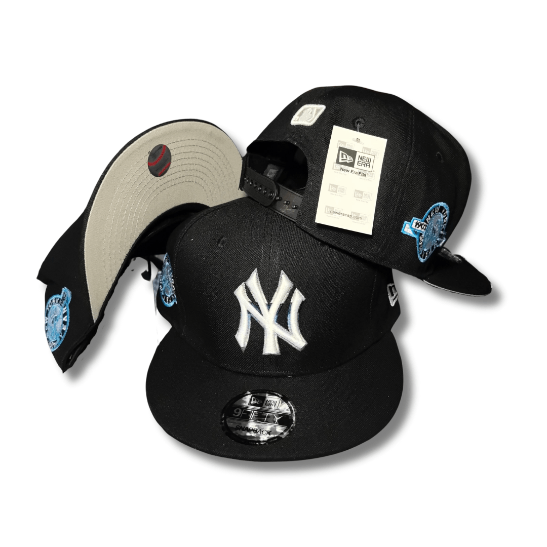 New York Yankees Black White Logo with Gray Undervisor Snapback Cap