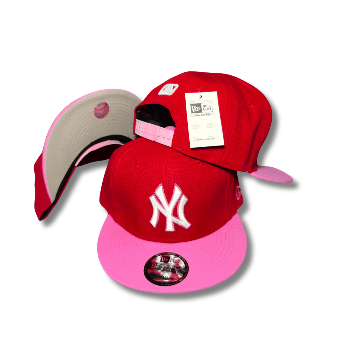 New York Yankees Red and Pink Bold Design with White Logo Snapback Cap