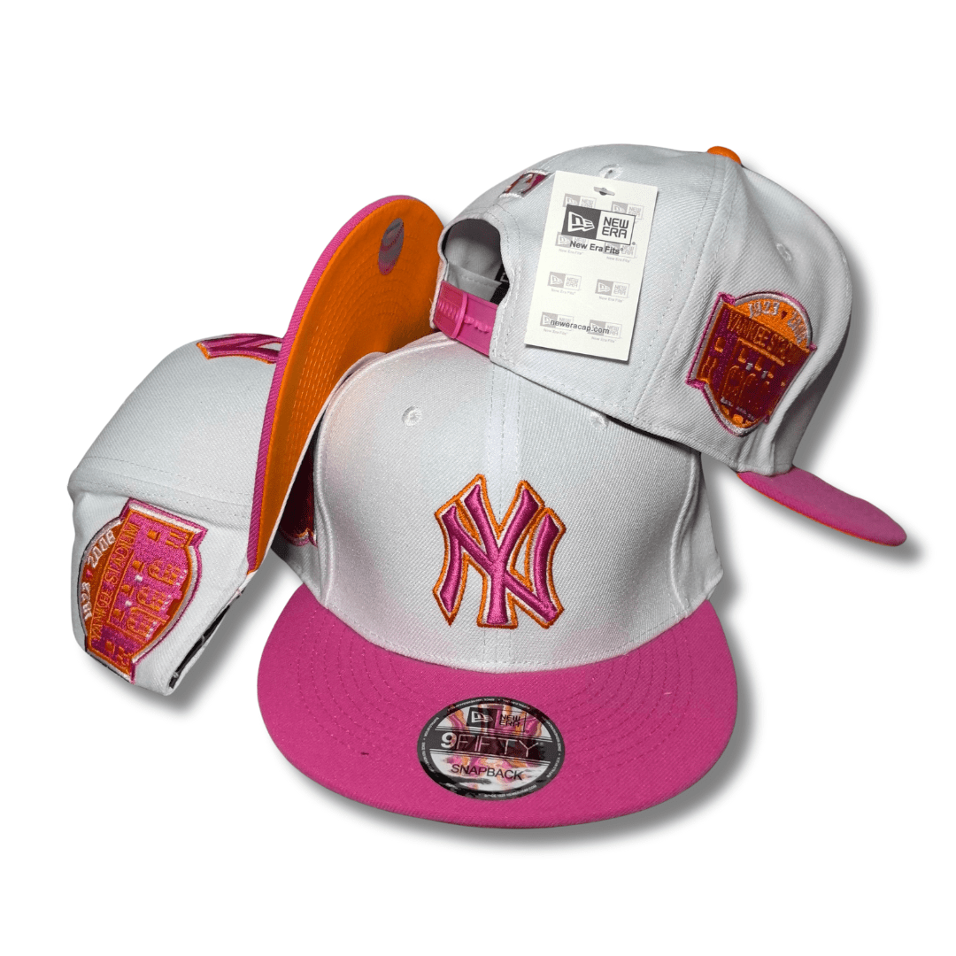 New York Yankees White-Pink with Orange Undervisor Snapback Cap
