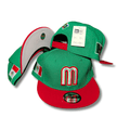 Mexico Baseball Green and Red with Flag Embroidered Patches Snapback Cap