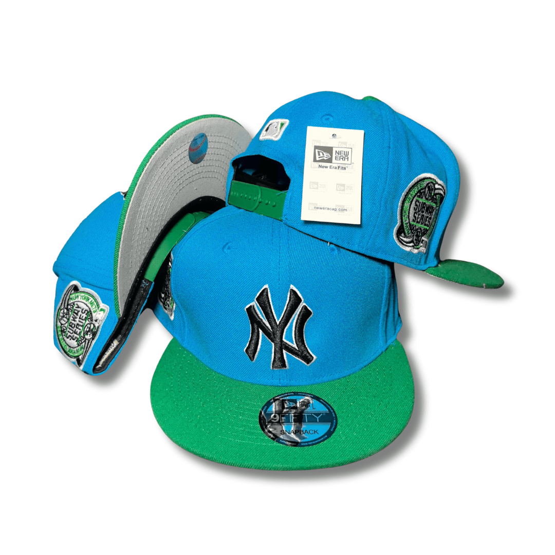 New York Yankees Blue and Green with Subway Series Side Patches Snapback Cap