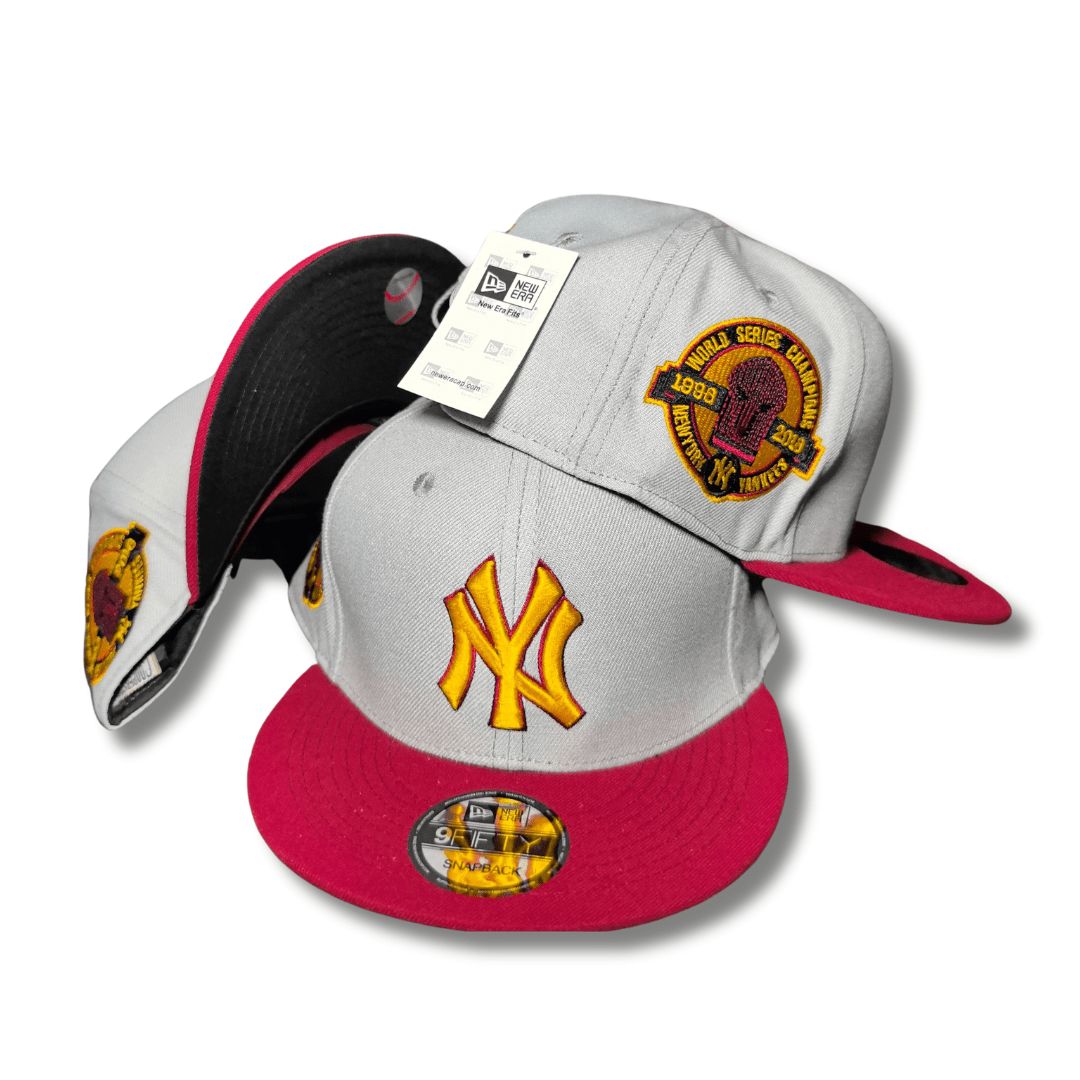 New York Yankees Grey and Red with 1988 World Series Patch Snapback Cap