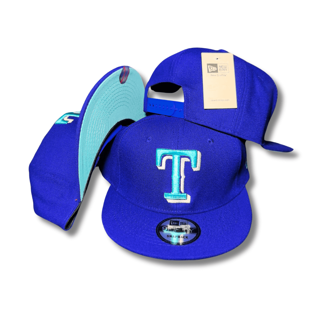 Texas Rangers Royal Blue with Aqua Embroidered Logo and Under-Brim Snapback Cap