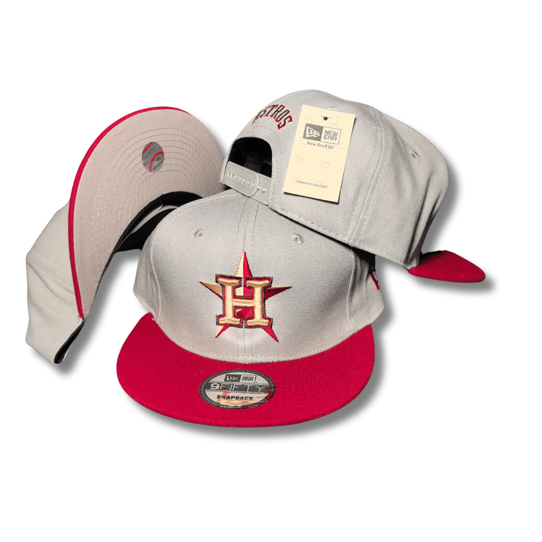 Houston Astros Grey and Red with Embroidered Logo Snapback Cap