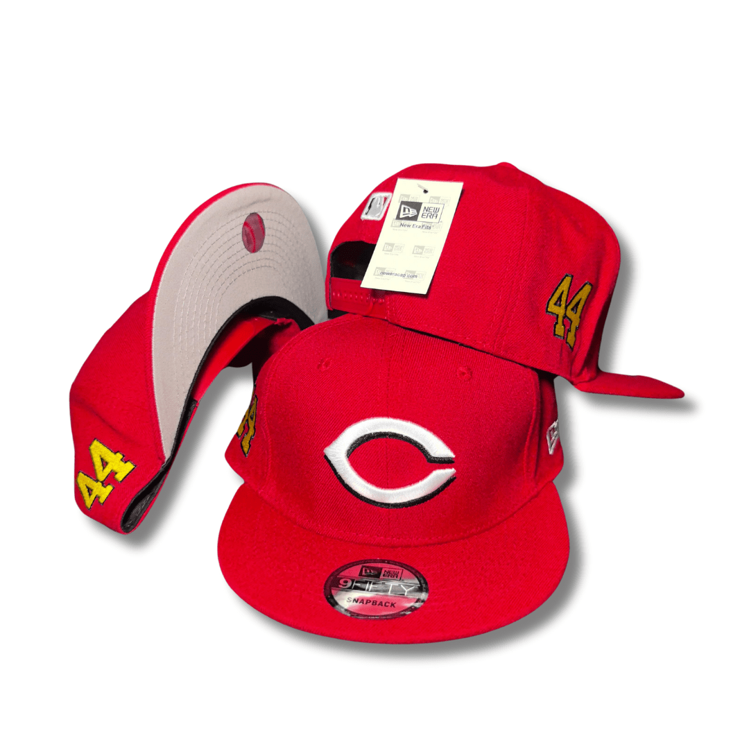 Red with Cincinnati Reds Embroidery and Number 44 Detail Snapback Cap