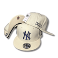 New York Yankees with Navy Embroidered Logo and "New York or Nowhere" Script Cream Snapback Cap