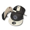 New York Yankees with Unique Pinstripe Circle Logo Black and White Snapback Cap
