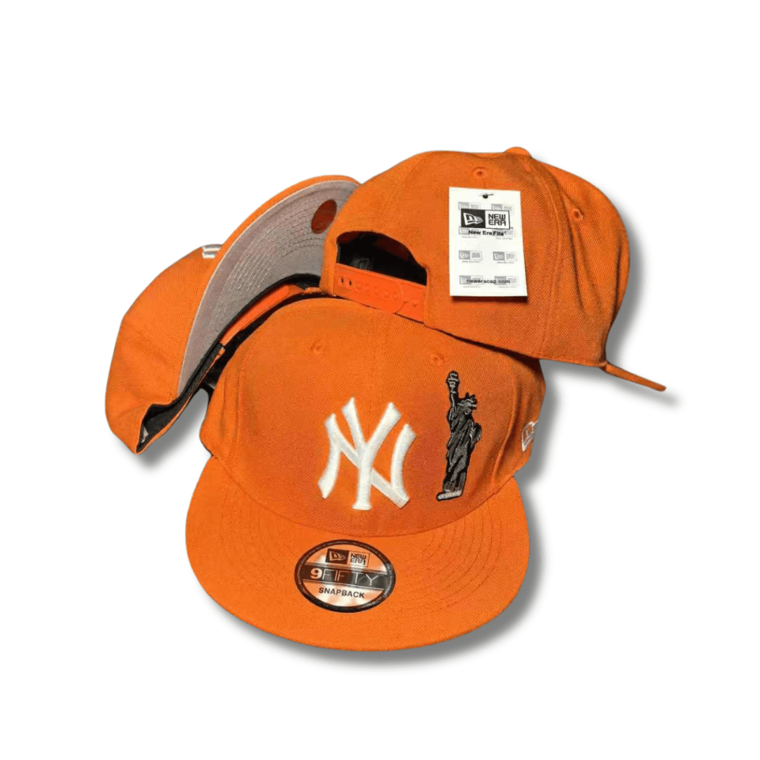 New York Yankees Orange with Statue of Liberty Design Snapback Cap