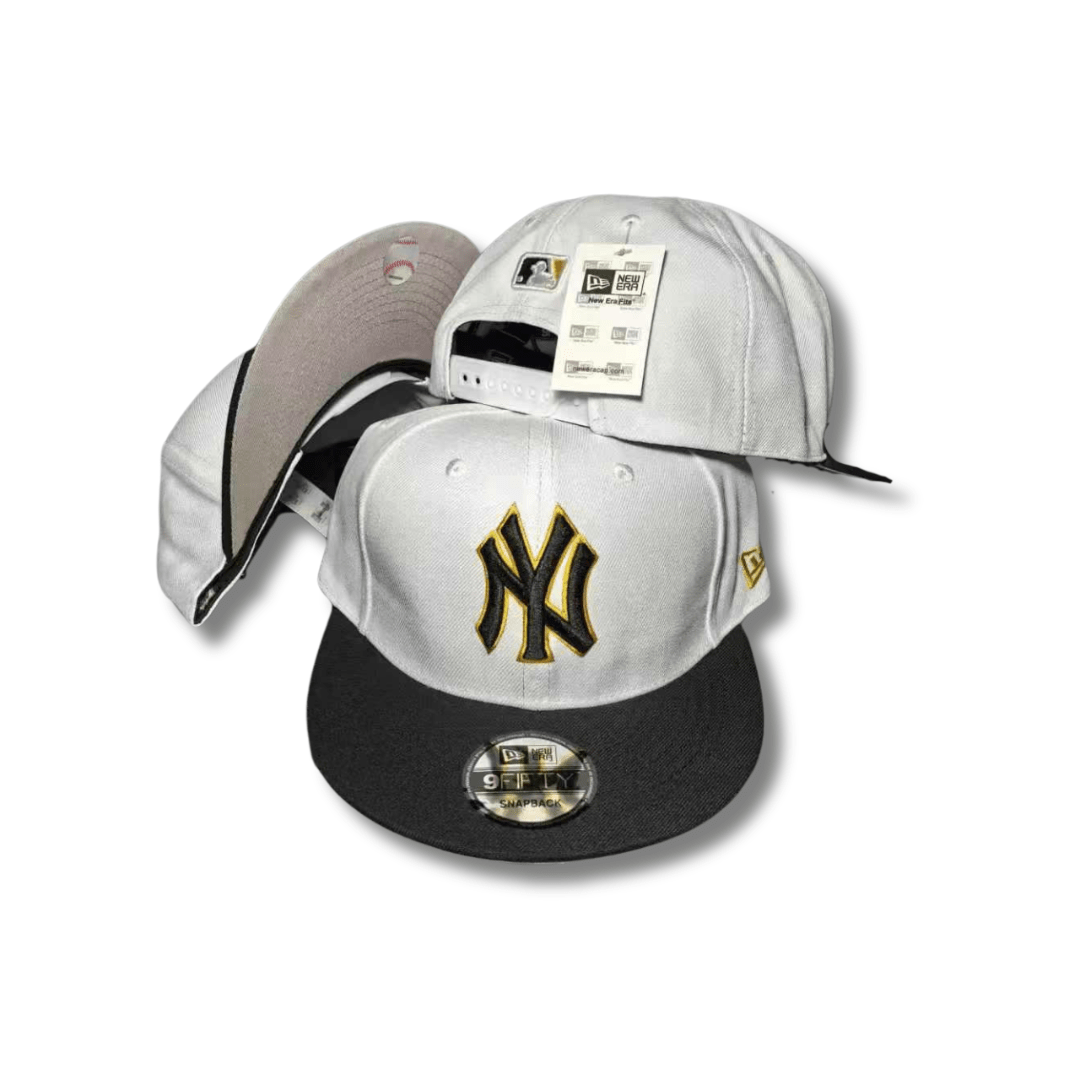 New York Yankees New Era 9FIFTY Hat Beige Navy with gold logo