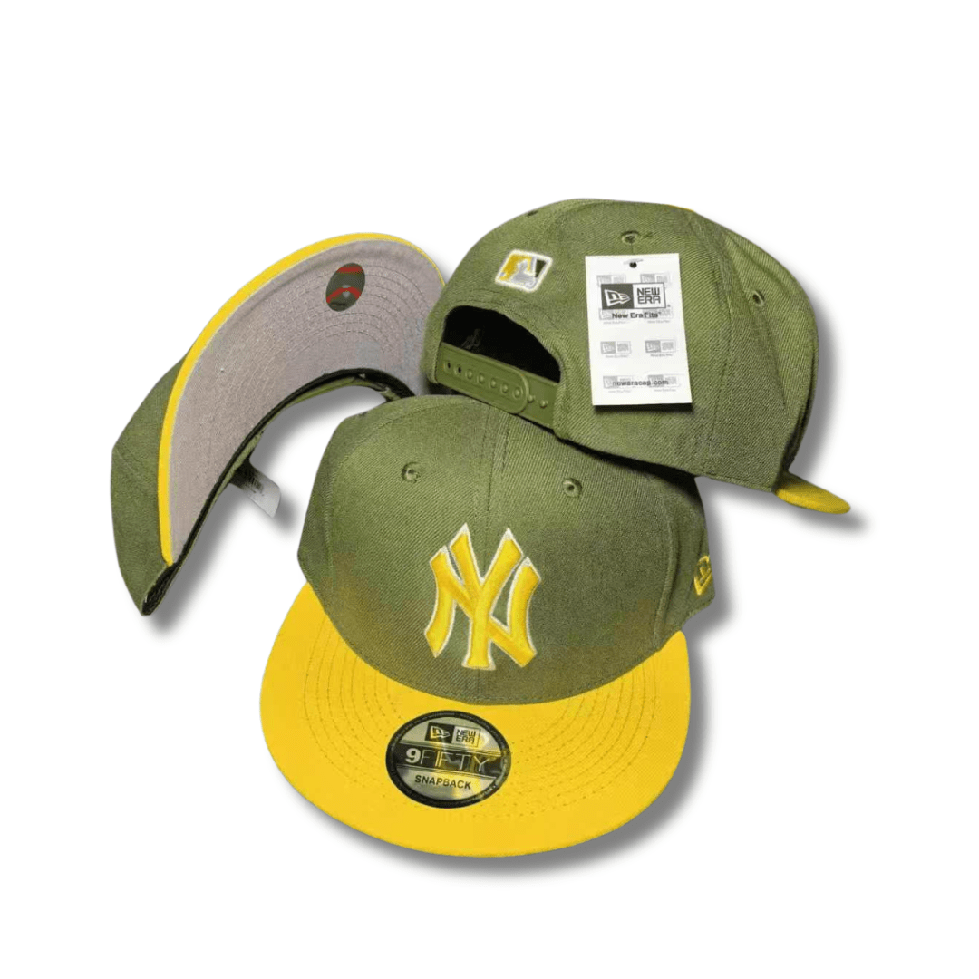 New York Yankees 9FIFTY Olive Green with Yellow Brim and Logo Snapback Cap