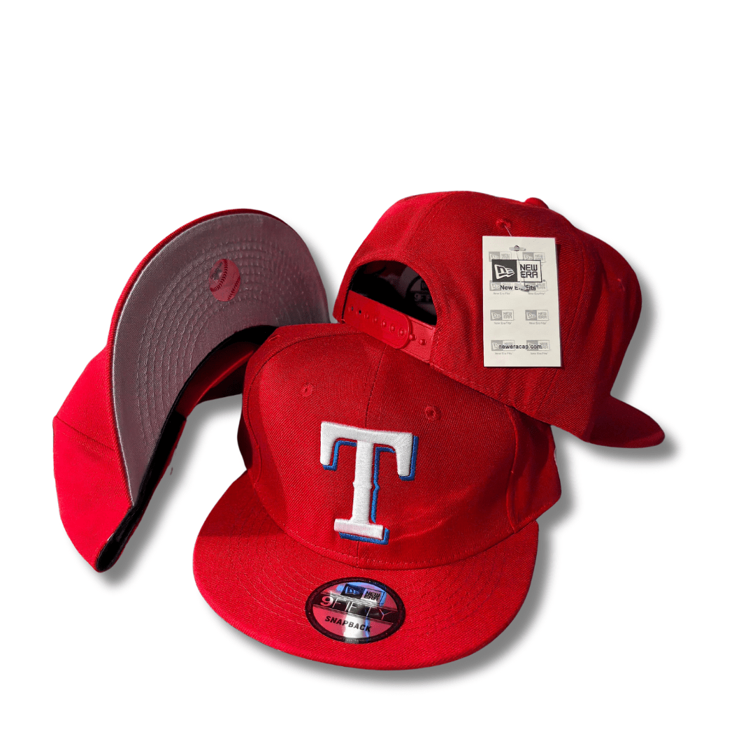 Texas Rangers 9FIFTY Red with White and Blue Logo Snapback Cap