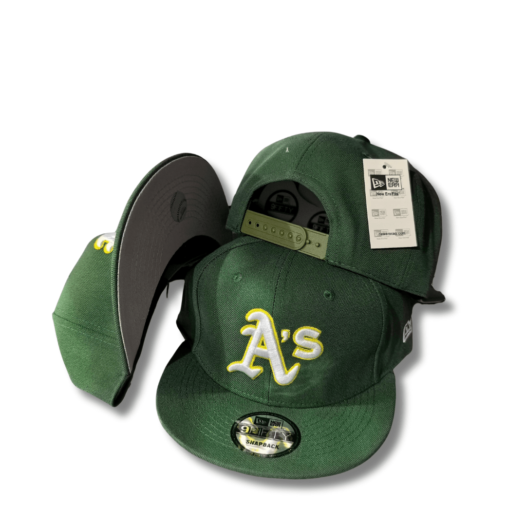 Oakland Athletics 9FIFTY Green with Yellow and White Logo Snapback Cap