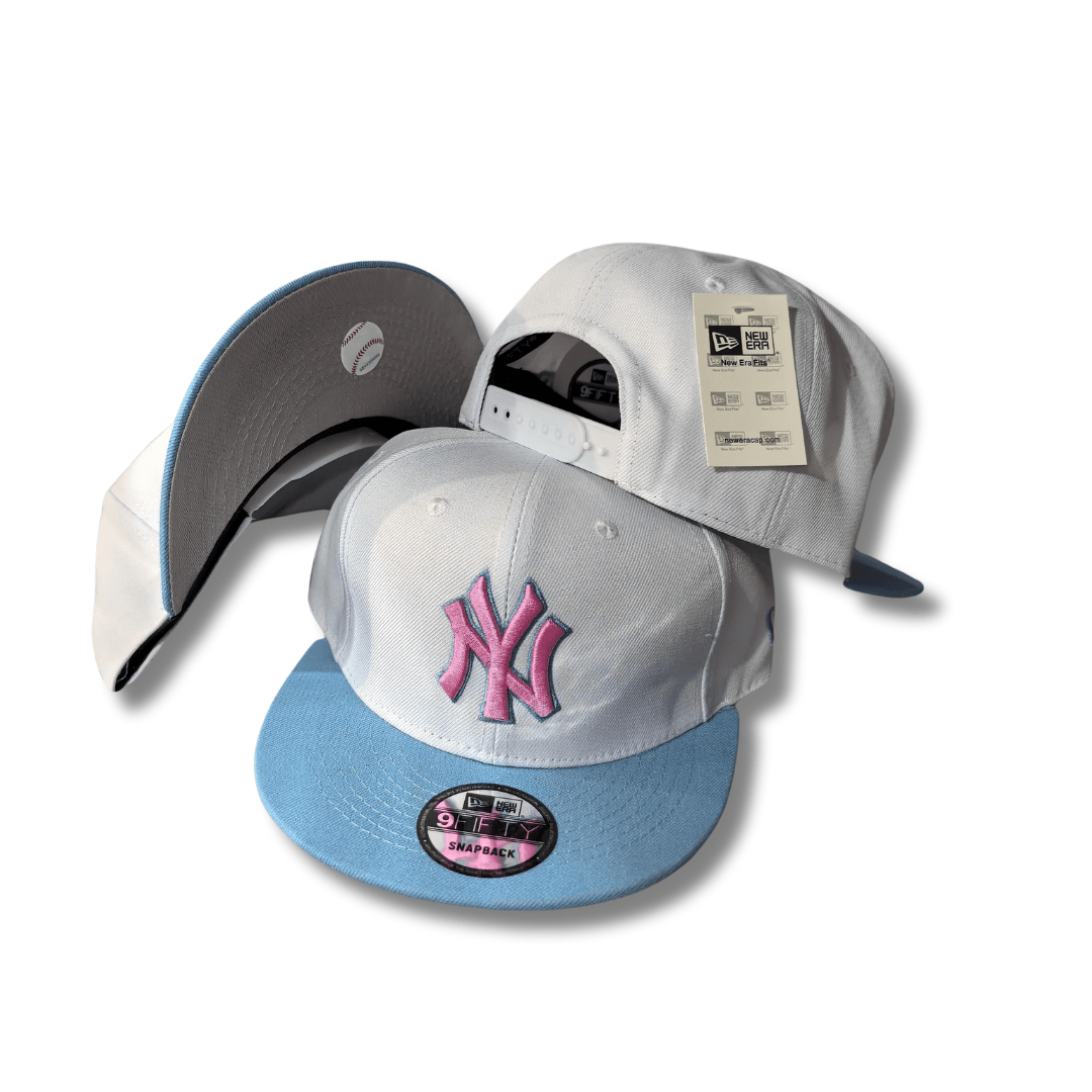 New York Yankees New Era 9FIFTY White and Light Blue with Pink Logo Snapback Cap