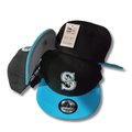 Seattle Logo Two-Tone Black and Sky Blue Snapback Cap