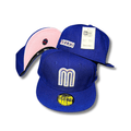 Team Mexico with Embroidered Logo and Pink Underbrim Royal Blue Fitted Cap