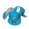 Seattle with Embroidered Script and Side Patch Teal Fitted Cap