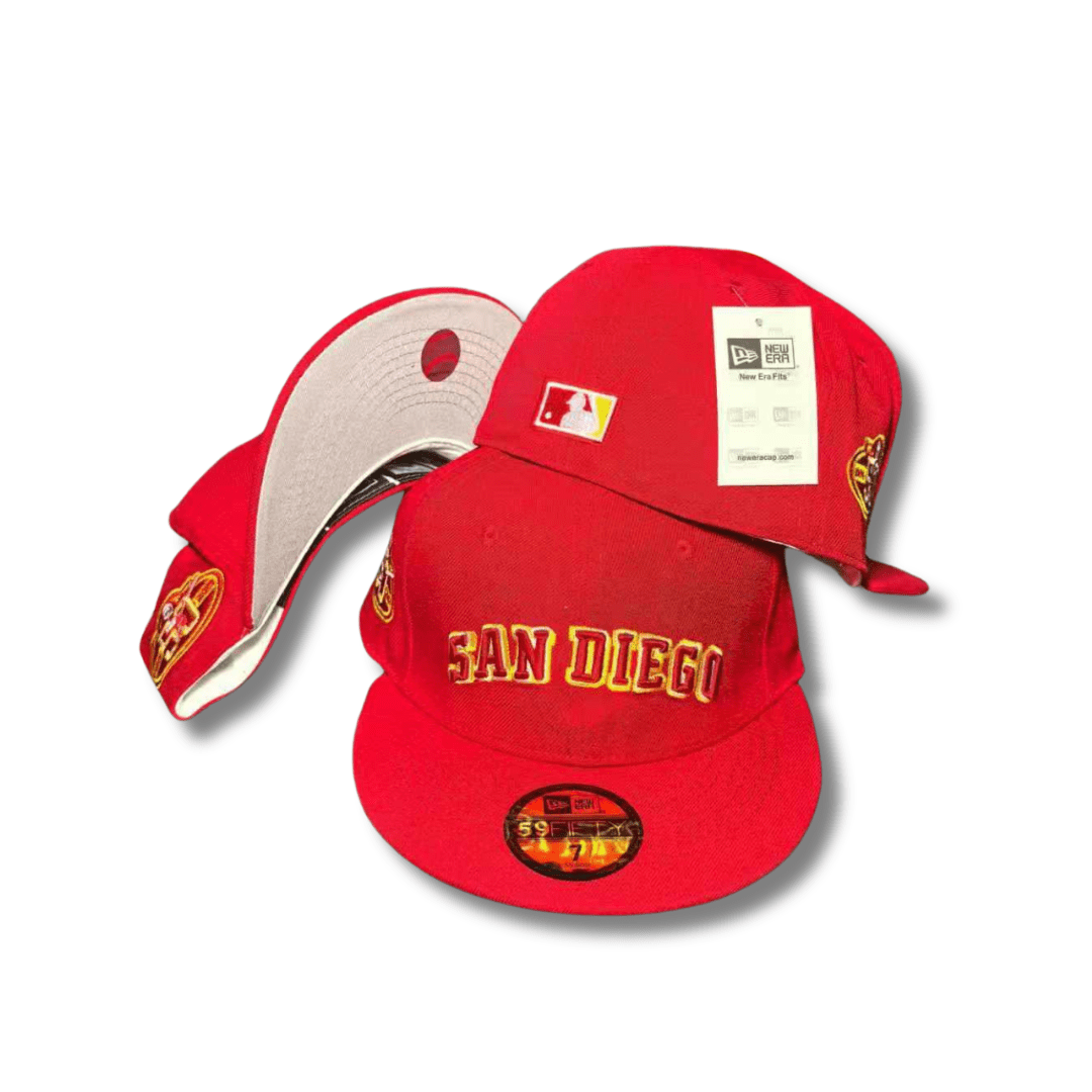 San Diego Padres City Flag Visor Clip Side-Patch Red Hat by New Era - Fitted