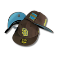 San Diego Padres Retro Logo Brown with Sky Blue Undervisor Fitted Cap