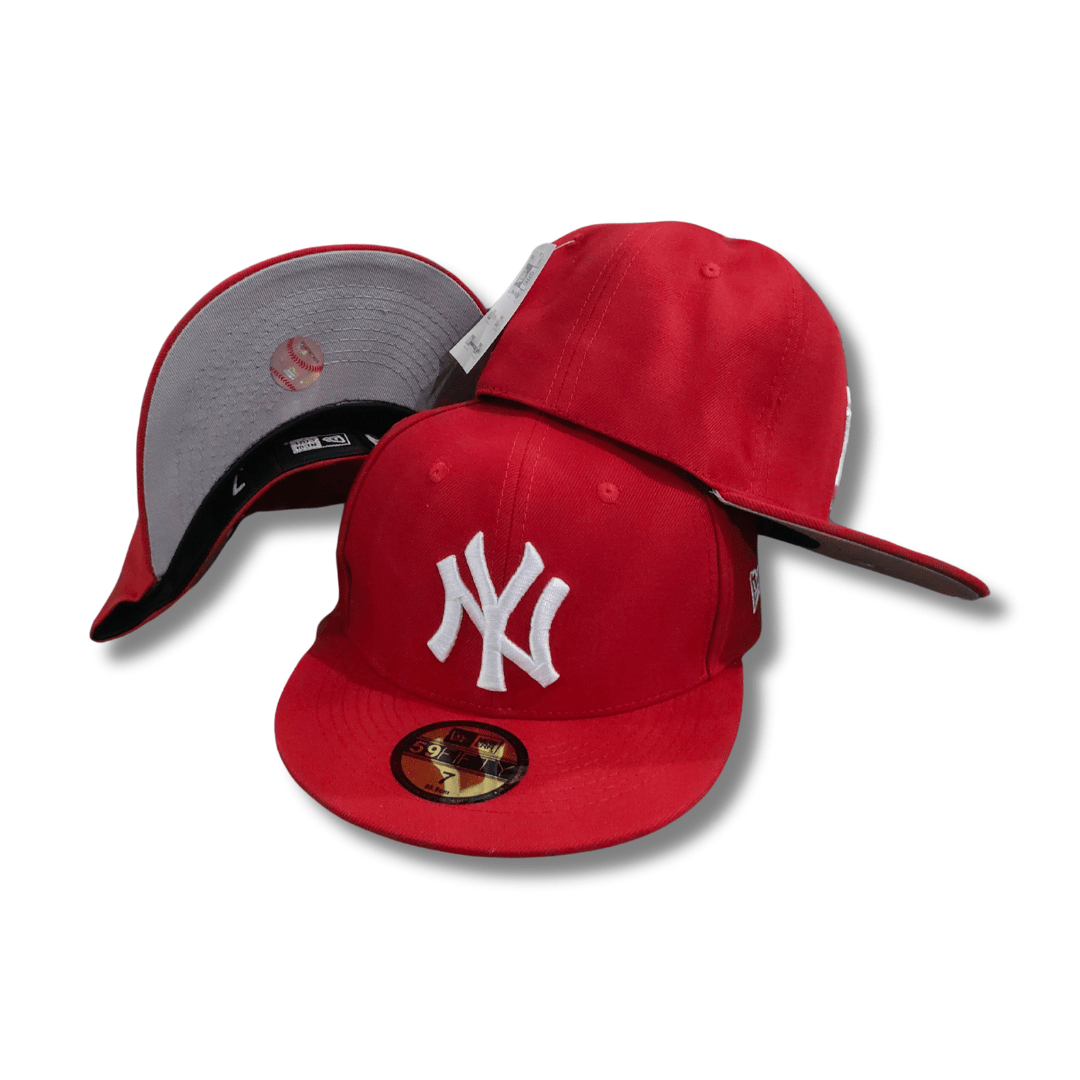 New York Yankees with White Logo Red Snapback Cap