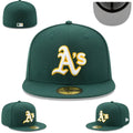 Oakland Athletics Fitted Hat - Forest Green with White and Gold Logo