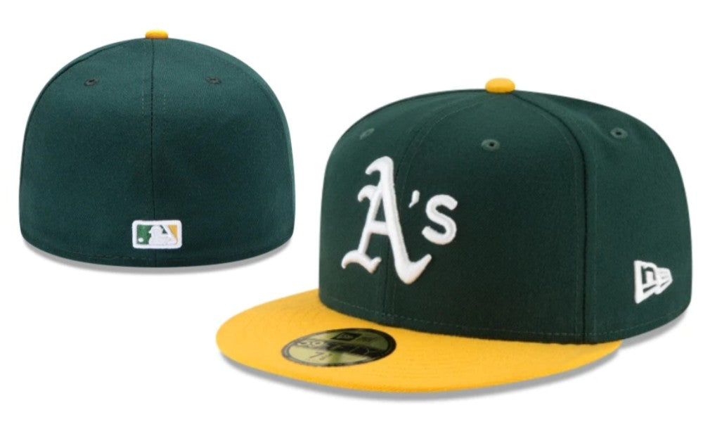 Oakland Athletics Green and Yellow Fitted Cap with Team Logo