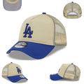 Los Angeles Dodgers Trucker Cap with Mesh Back - Beige and Royal Blue