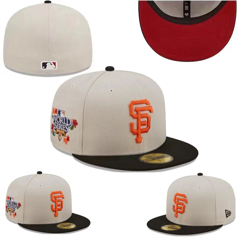 San Francisco Giants World Series Hat with Black Brim and Red Undervisor - Cream