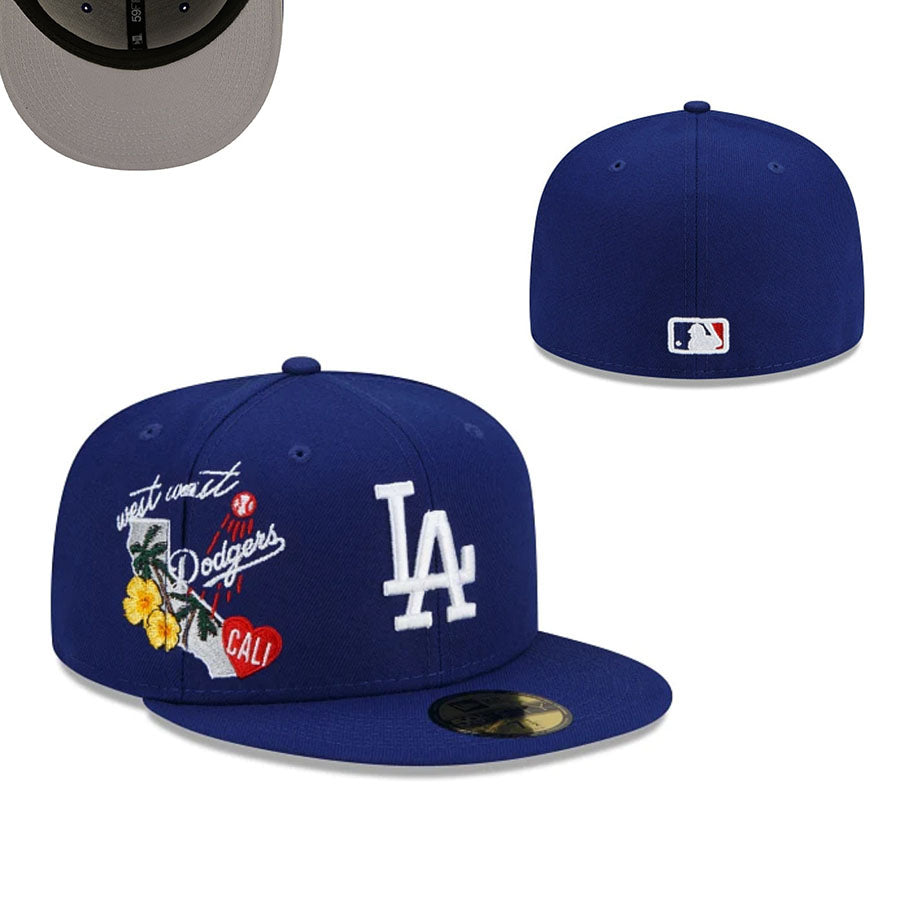 Los Angeles Dodgers "West Coast Cali" Fitted Cap - Navy Blue with California Embroidery