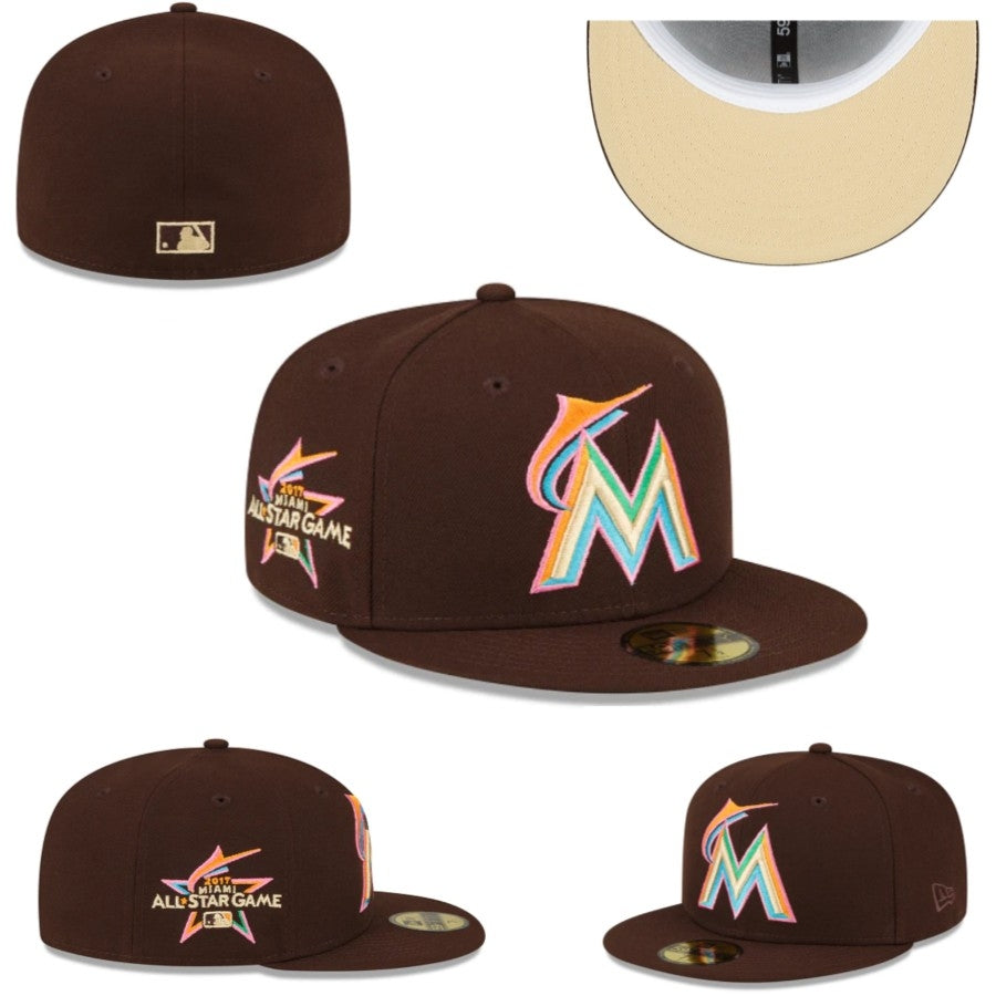 Miami Marlins 2017 All-Star Game Fitted Hat with Tan Underbrim - Brown