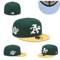 Oakland Athletics 1989 World Series Fitted Hat with Yellow Brim - Green