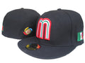 Mexico Logo Flat Brim Cap with Side Flags and Embroidered Details - Black