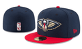 New Orleans Pelicans NBA Snapback Cap with Embroidered Logo and Red Brim - Navy