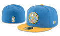 Denver Nuggets NBA Snapback Cap with Embroidered Logo and Yellow Brim - Light Blue