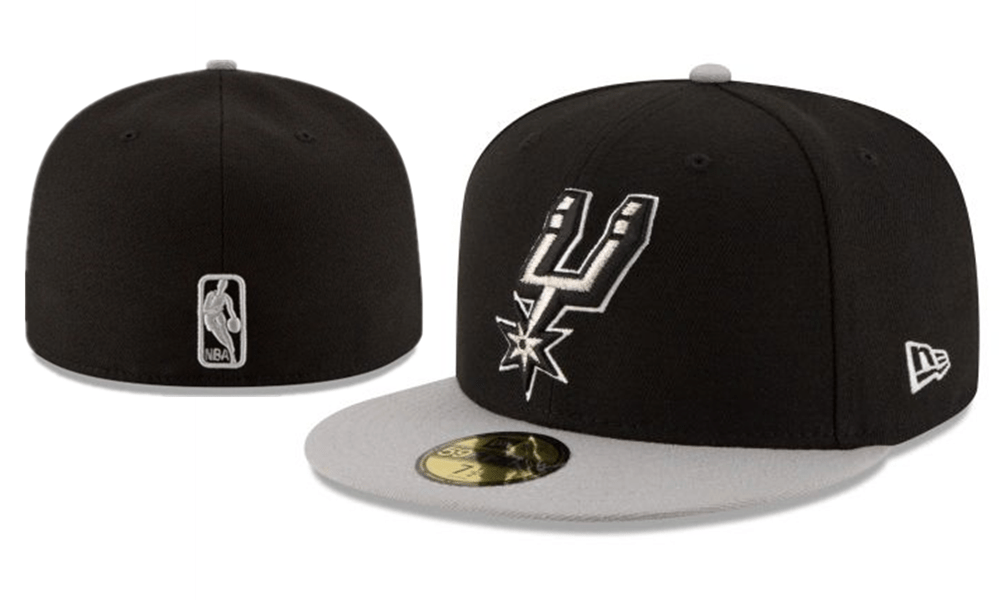 San Antonio Spurs NBA Snapback Cap with Embroidered Logo and Gray Brim - Black