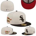 Chicago White Sox Fitted MLB Hat with 2005 World Series Patch and Red Underbrim - Cream and Black