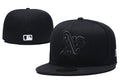 Oakland Athletics Blackout Fitted Cap - Black with Embroidered Logo